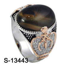 New and Nice Micro Setting Silver Men Ring with Agate Stone (S-13443)